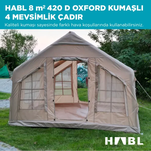 8 kişilik şişme çadır – su geçirmez 4 mevsim glamping çadırı