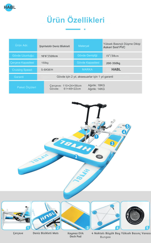 Habl Şişme Deniz Bisikleti - Water Bike - Görsel 5