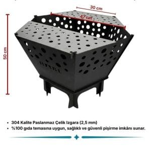 Alternative view of HABL Taşınabilir Ateş Çukuru Paslanmaz Izgaralı | Kamp ve Bahçe Ateşi, Mangal ve Isınma Için Çok Amaçlı