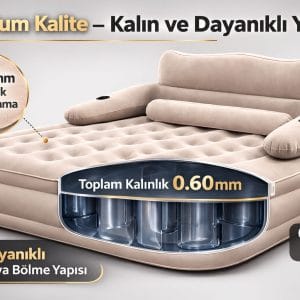 Alternative view of HABL Çift Kişilik Otomatik Şişme Yatak Çıkarılabilir Başlıklı Kamp ve Misafir Yatağı 203x152x40cm